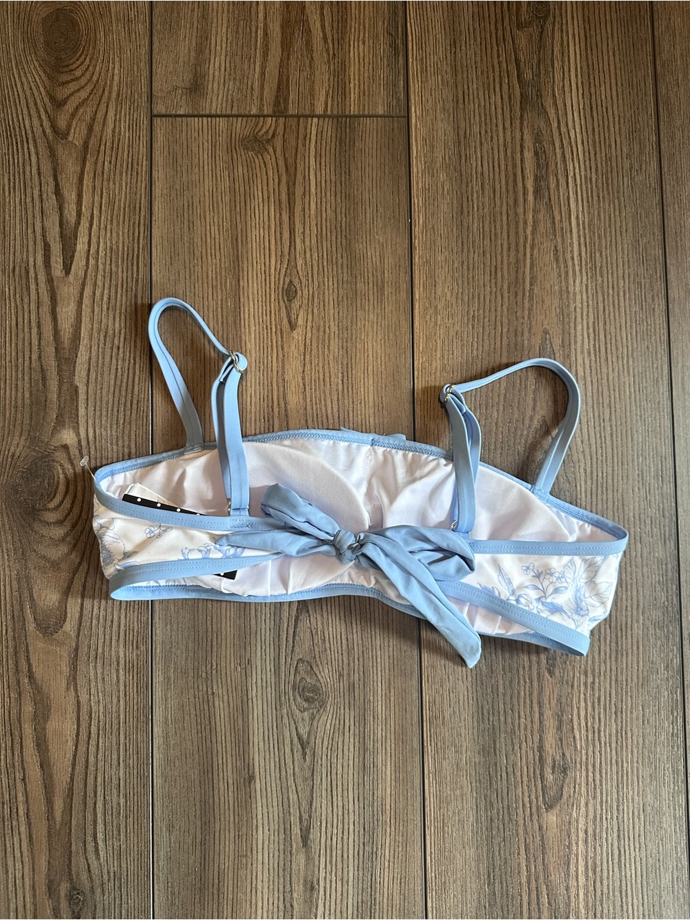 CUPSHE Sweet Life Floral Bikini Top | Blue & White Tie-Back Swim Top - Picture 7 of 10